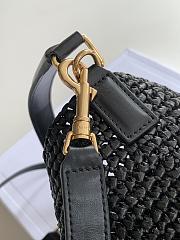 CELINE | Medium Louise Bucket In Raffia And Calfskin In Black - 3