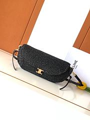 CELINE | Little Halfmoon Soft Triomphe In Raffia And Lambskin In Black - 1