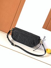 CELINE | Little Halfmoon Soft Triomphe In Raffia And Lambskin In Black - 5