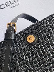 CELINE | Little Halfmoon Soft Triomphe In Raffia And Lambskin In Black - 2