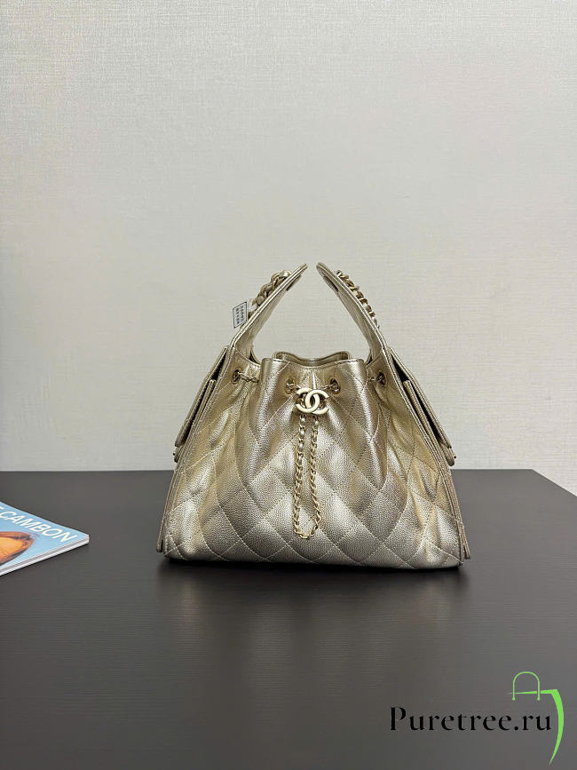 CHANEL |25 Small Metallic Gold Caviar Quilted Bag - 1