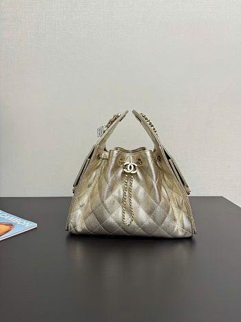 CHANEL |25 Small Metallic Gold Caviar Quilted Bag
