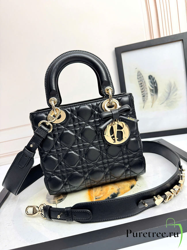 DIOR | Small Lady Dior Bag with Strap Black - 1