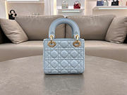 DIOR | Mini Lady Bag Blue Lambskin Size 17 x 15 x 7 cm - 5