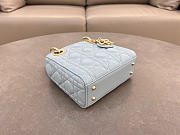 DIOR | Mini Lady Bag Blue Lambskin Size 17 x 15 x 7 cm - 3