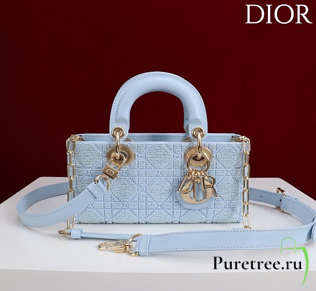 DIOR | Lady D-Joy 22 Small Embroidered Beaded Blue - 1