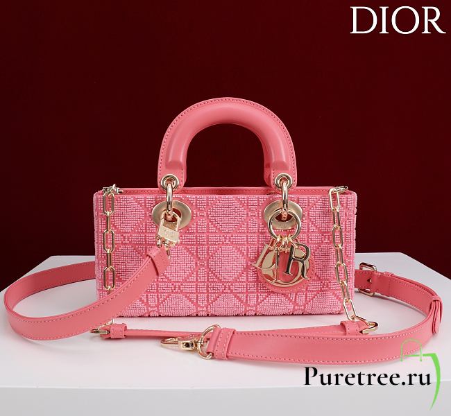 DIOR | Lady D-Joy 22 Small Embroidered Beaded Pink - 1