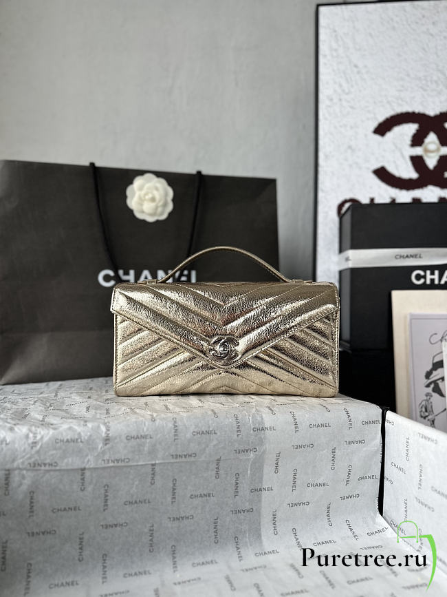CHANEL | Clutch Bag In Gold Color Silver Hardware - 1