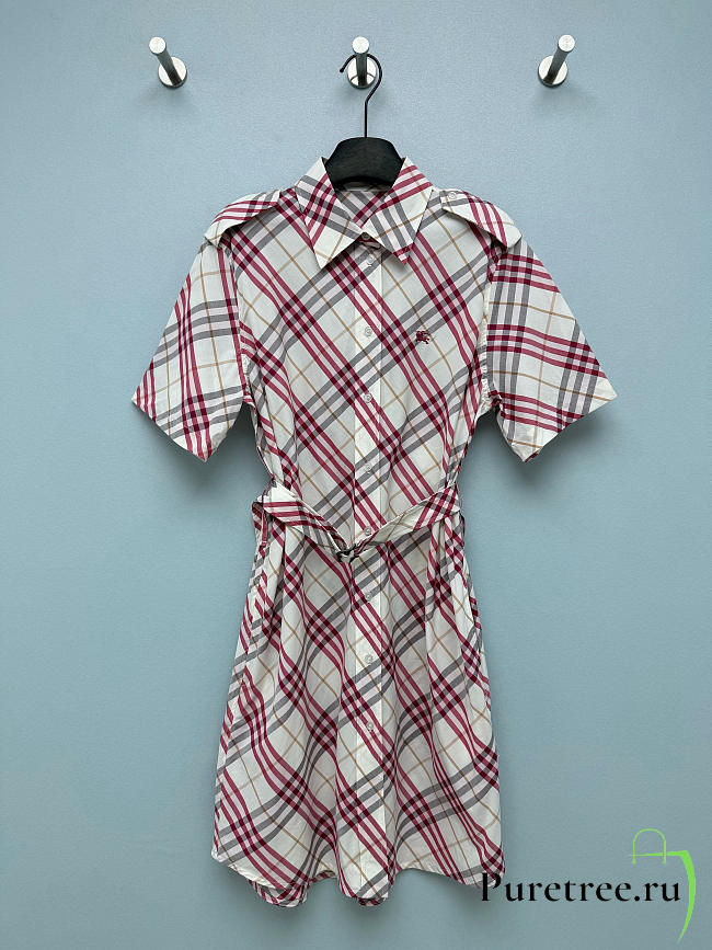 BURBERRY | Plaid shirt dress pink - 1