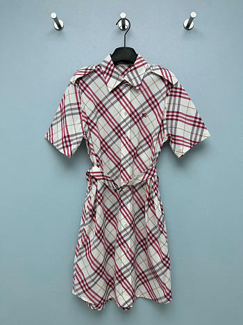 BURBERRY | Plaid shirt dress pink