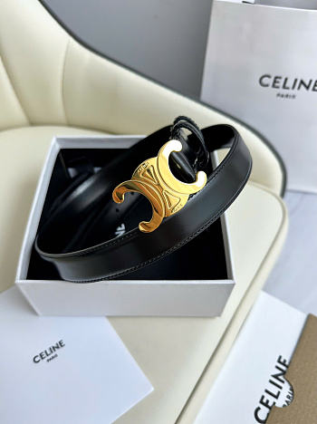 CELINE | Triomphe Belt In Smooth Calfskin With Gold Finish 2.5 cm