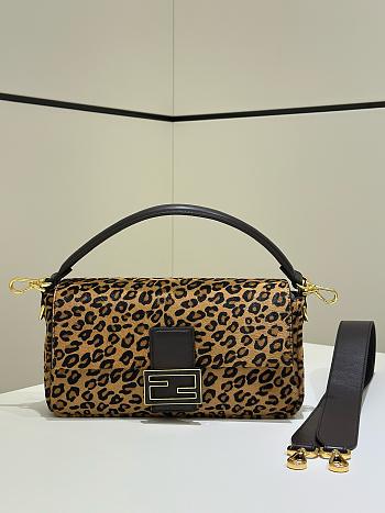 FENDI | Baguette Printed cavallino calfskin bag brown size 27 cm