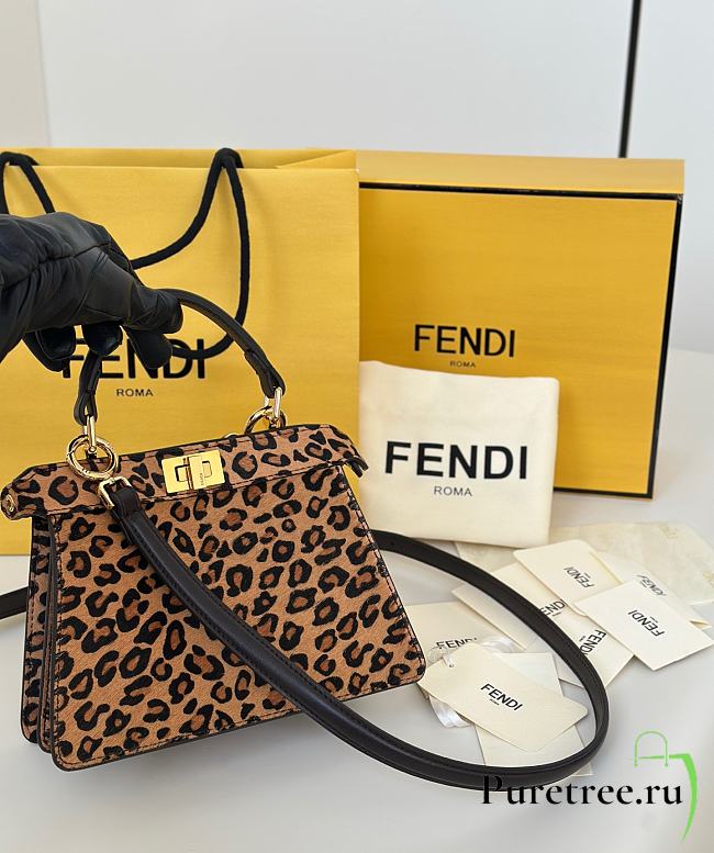 FENDI | Peekaboo ISeeU Petite Printed cavallino calfskin bag brown - 1