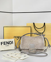 FENDI | Mamma Baguette Mini Gray shearling bag - 1