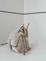 FENDI | Mamma Baguette Mini Gray shearling bag - 5