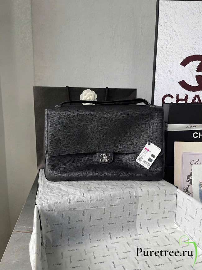 CHANEL | 38 Spring-Summer 2026 Silver Hardware Maxi Flap Bag In Black - 1