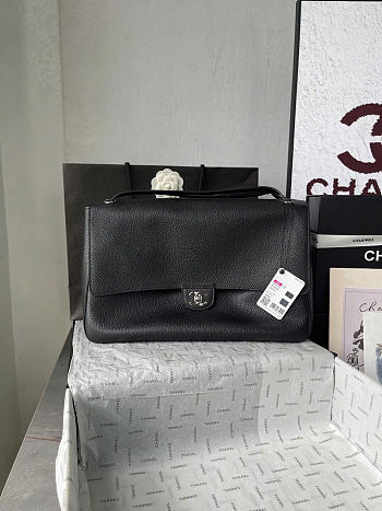 CHANEL | 38 Spring-Summer 2026 Silver Hardware Maxi Flap Bag In Black