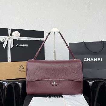 CHANEL | 38 Spring-Summer 2026 Silver Hardware Maxi Flap Bag In Burgundy
