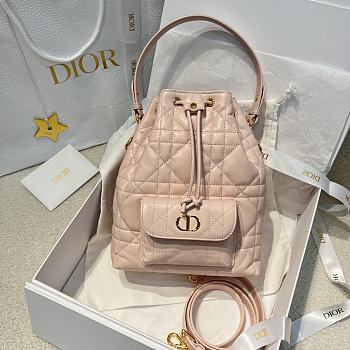 DIOR | Small Caro Bucket Bag In Macrocannage Lambskin Pink