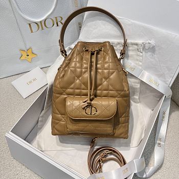DIOR | Small Caro Bucket Bag In Macrocannage Lambskin Brown