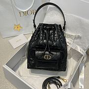 DIOR | Small Caro Bucket Bag In Macrocannage Lambskin Black - 1