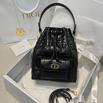 DIOR | Small Caro Bucket Bag In Macrocannage Lambskin Black