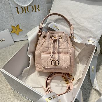 DIOR | Mini Caro Bucket Bag In Macrocannage Lambskin Pink
