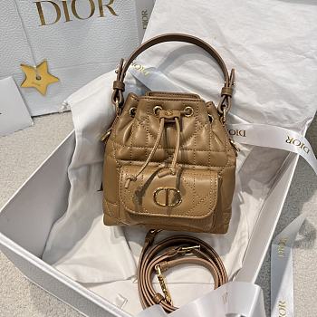 DIOR | Mini Caro Bucket Bag In Macrocannage Lambskin Brown