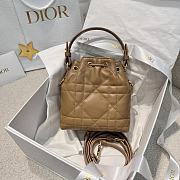 DIOR | Mini Caro Bucket Bag In Macrocannage Lambskin Brown - 3