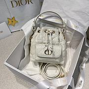 DIOR | Mini Caro Bucket Bag In Macrocannage Lambskin White - 1