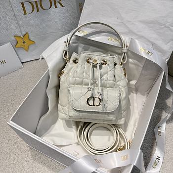 DIOR | Mini Caro Bucket Bag In Macrocannage Lambskin White