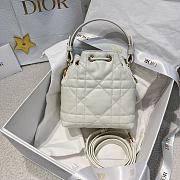 DIOR | Mini Caro Bucket Bag In Macrocannage Lambskin White - 2