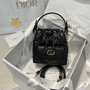 DIOR | Mini Caro Bucket Bag In Macrocannage Lambskin Black
