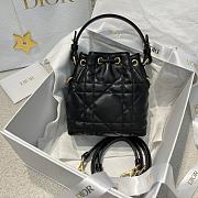 DIOR | Mini Caro Bucket Bag In Macrocannage Lambskin Black - 6