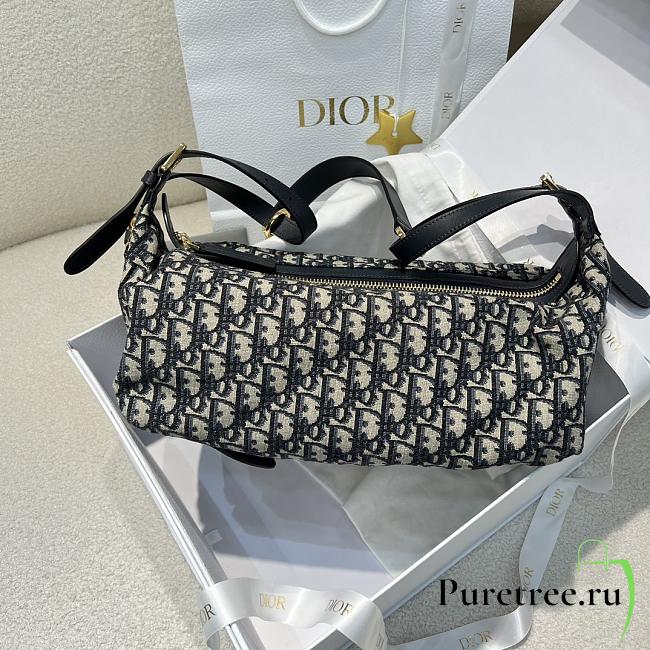 DIOR | Medium D-Journey Bag Blue Oblique Jacquard - 1