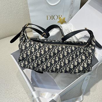 DIOR | Medium D-Journey Bag Blue Oblique Jacquard