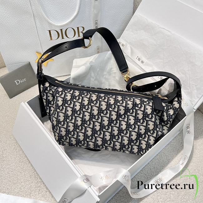 DIOR | Small D-Journey Bag Blue Oblique Jacquard - 1