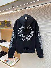 Chrome Hearts Horseshoe Logo Pullover Hoodie Black - 3