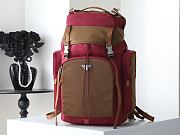 PRADA | Men's Re-Nylon And Leather Backpack Brown/Burgundy - 1