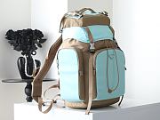 PRADA | Men's Re-Nylon And Leather Backpack Gray/Blue - 4