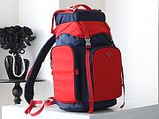 PRADA | Men's Re-Nylon And Leather Backpack Dark Blue/Red - 6
