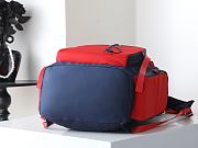 PRADA | Men's Re-Nylon And Leather Backpack Dark Blue/Red - 5