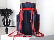 PRADA | Men's Re-Nylon And Leather Backpack Dark Blue/Red - 3