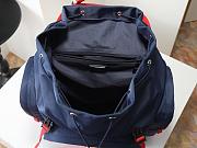 PRADA | Men's Re-Nylon And Leather Backpack Dark Blue/Red - 2