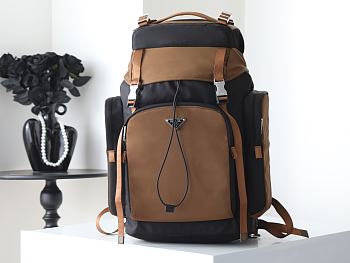 PRADA | Men's Re-Nylon And Leather Backpack Black/Brown