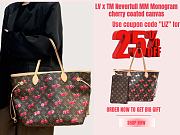 LV x TM Neverfull MM Monogram cherry coated canvas  - 1