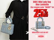 DIOR | Mini Lady Bag Blue Lambskin Size 17 x 15 x 7 cm - 1