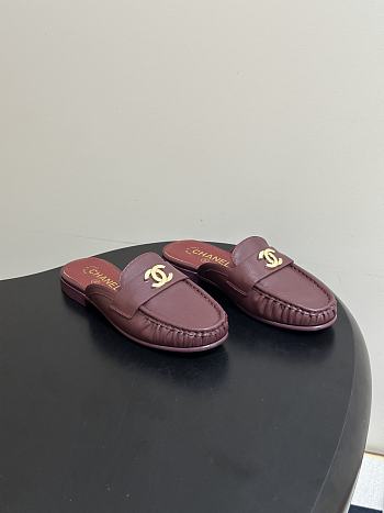 CHANEL | Crumpled Lambskin CC Mules In Burgundy