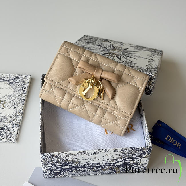 DIOR | Lady Dior Glycine Wallet Beige Lambskin - 1