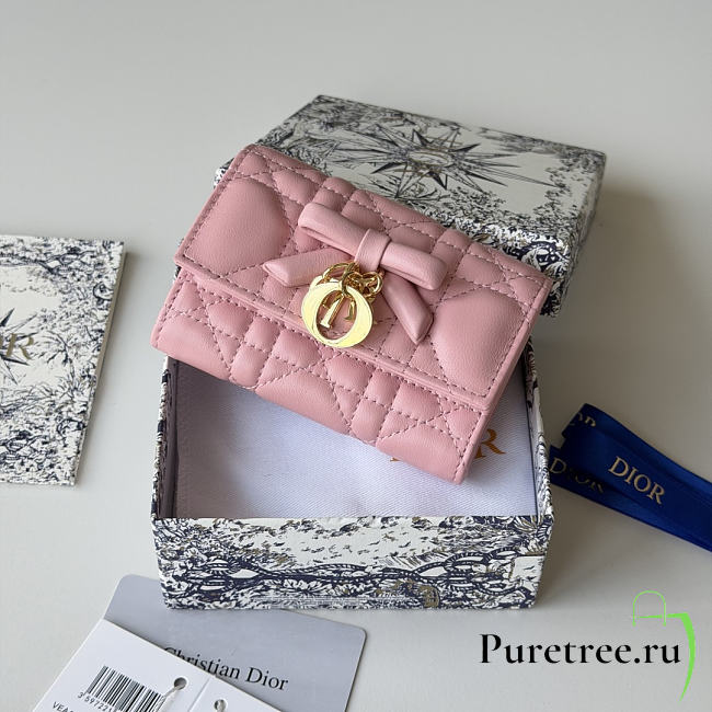 DIOR | Lady Dior Glycine Wallet Pink Lambskin - 1
